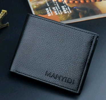 new wallet mens short driving license wallet fashion lychee pattern 3 fold thin section business mens youth soft wallet