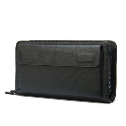 first layer cowhide clutch double layer zipper wallet