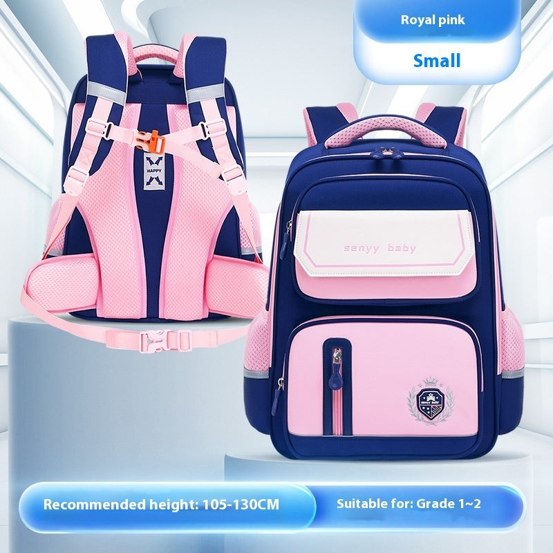 childrens spine protector backpack with water repellent large capacity oxford cloth school bag