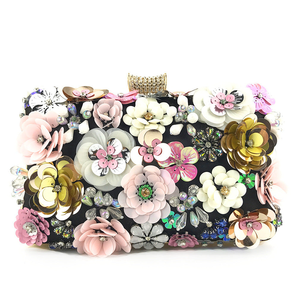 ladies handmade colorful flower beaded bag