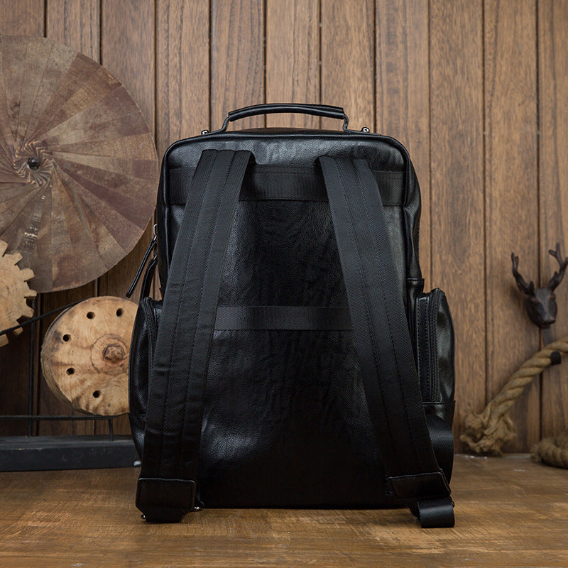 casual cowhide large capacity backpack mens dermal leather mens backpack schoolbag fashion