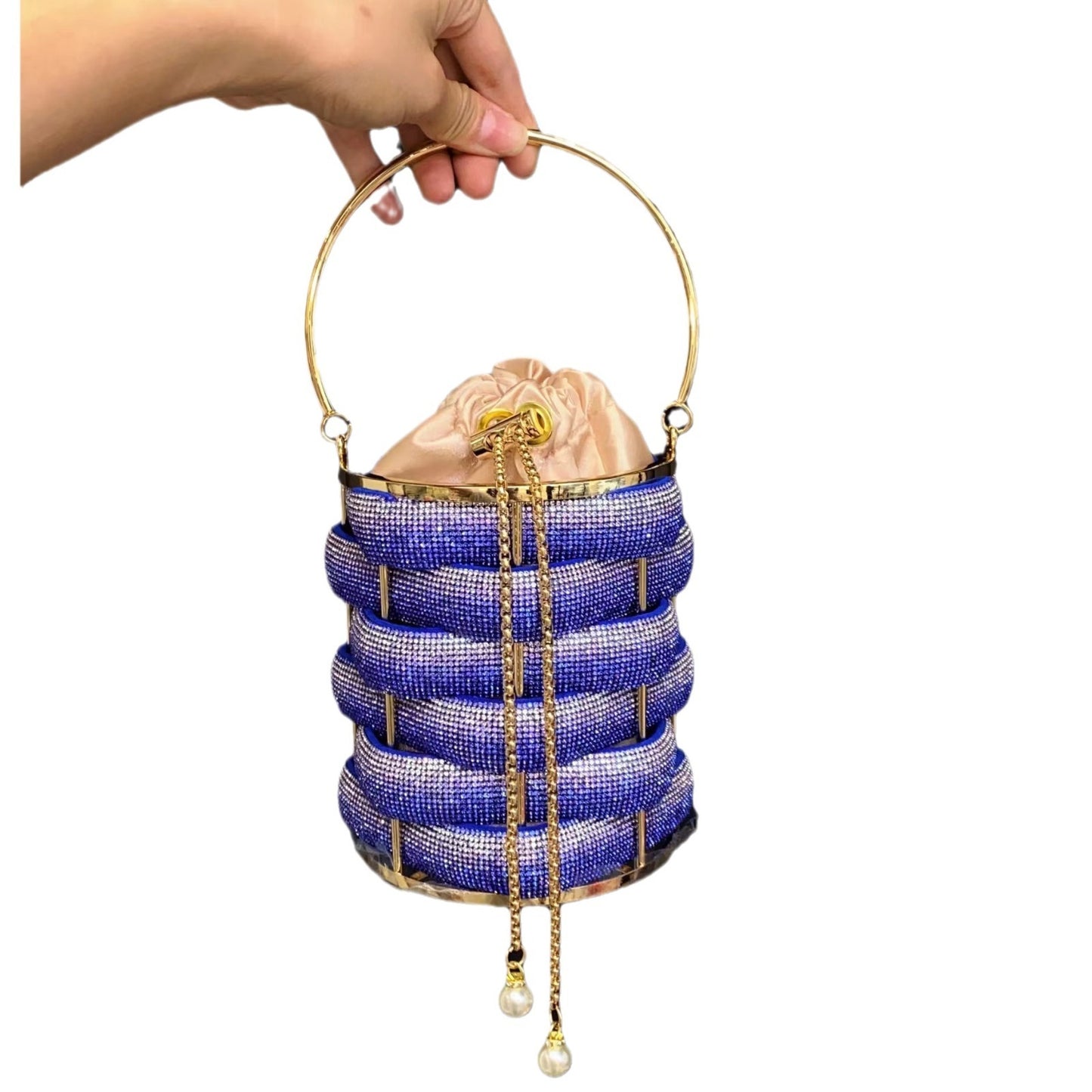 fashion metal hand woven shiny rhinestone quartz rope