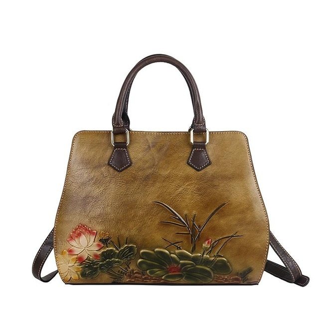 cowhide handbags cross border retro ladies handbags
