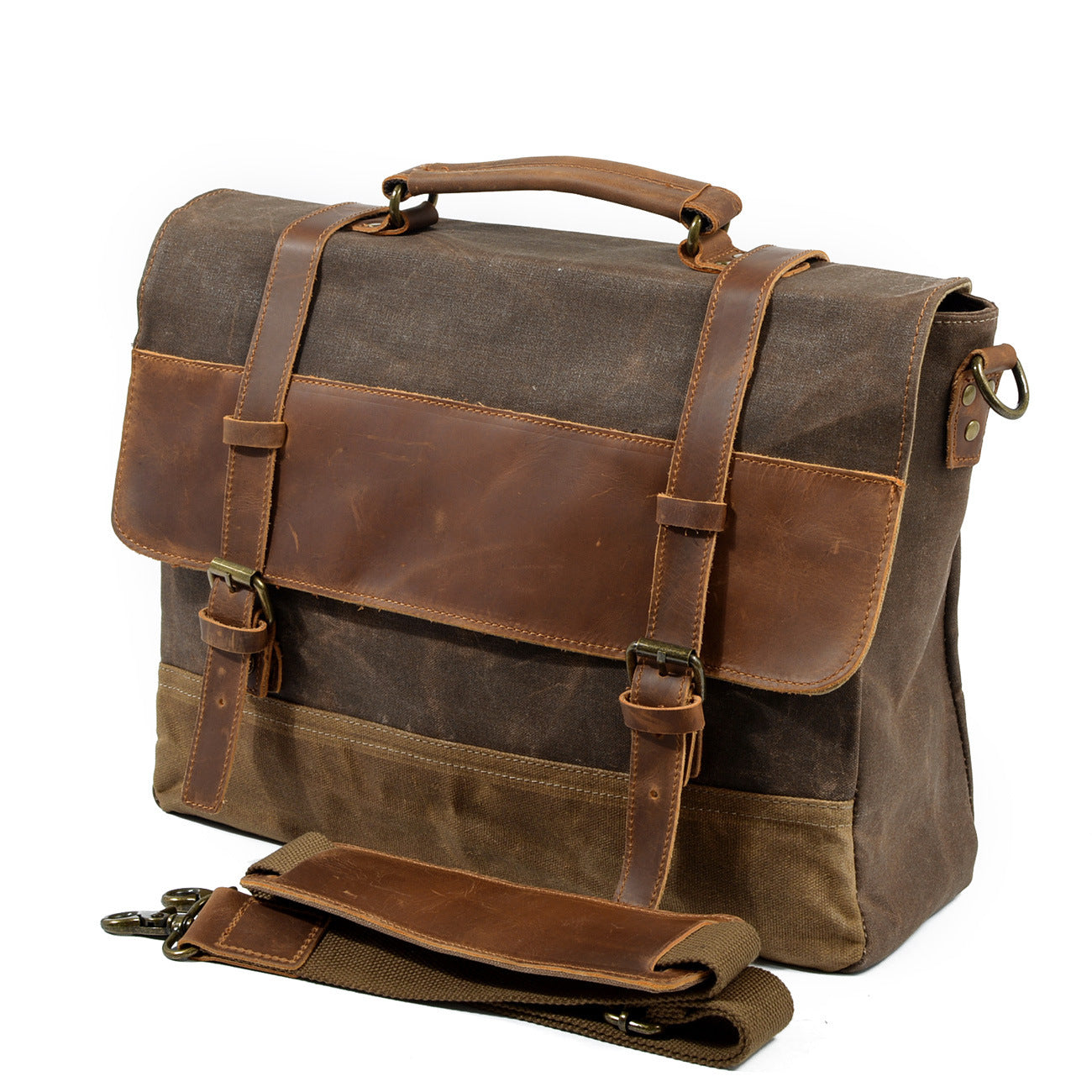 waterproof oil wax canvas with leather briefcase
