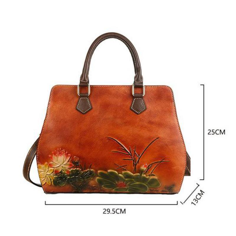 cowhide handbags cross border retro ladies handbags
