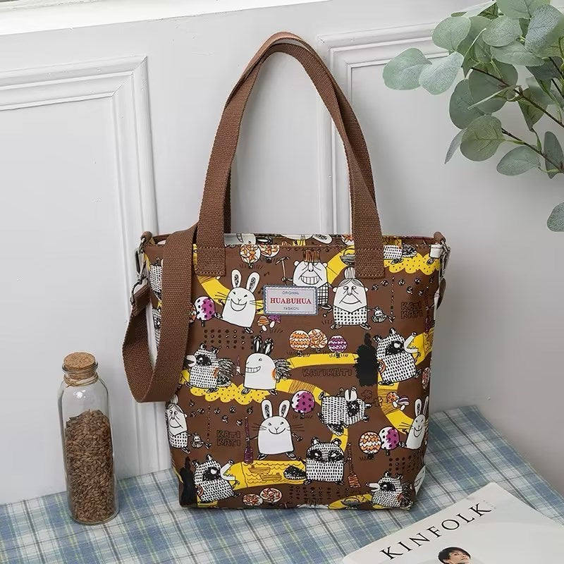 versatile large capacity floral canvas crossbody shoulder bag
