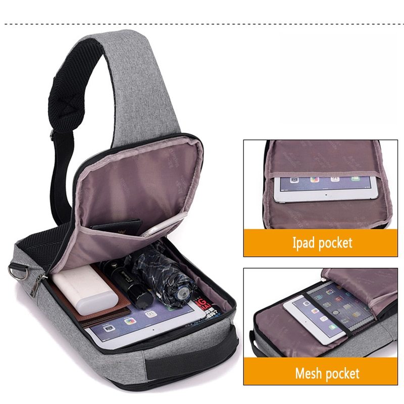 anti theft usb charging chest bag with you