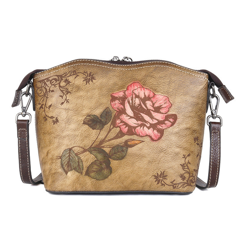 one shoulder womens bag with head leather