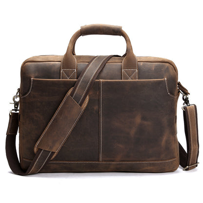 crazy horse leather mens shoulder bag vintage