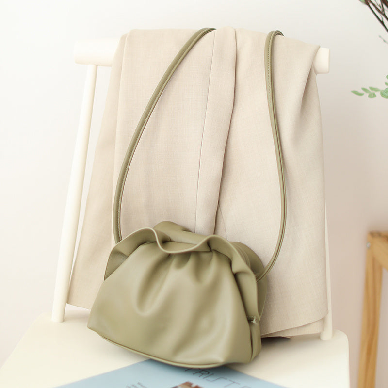 korean retro soft skin dumpling bag female fashion one shoulder diagonal small bag