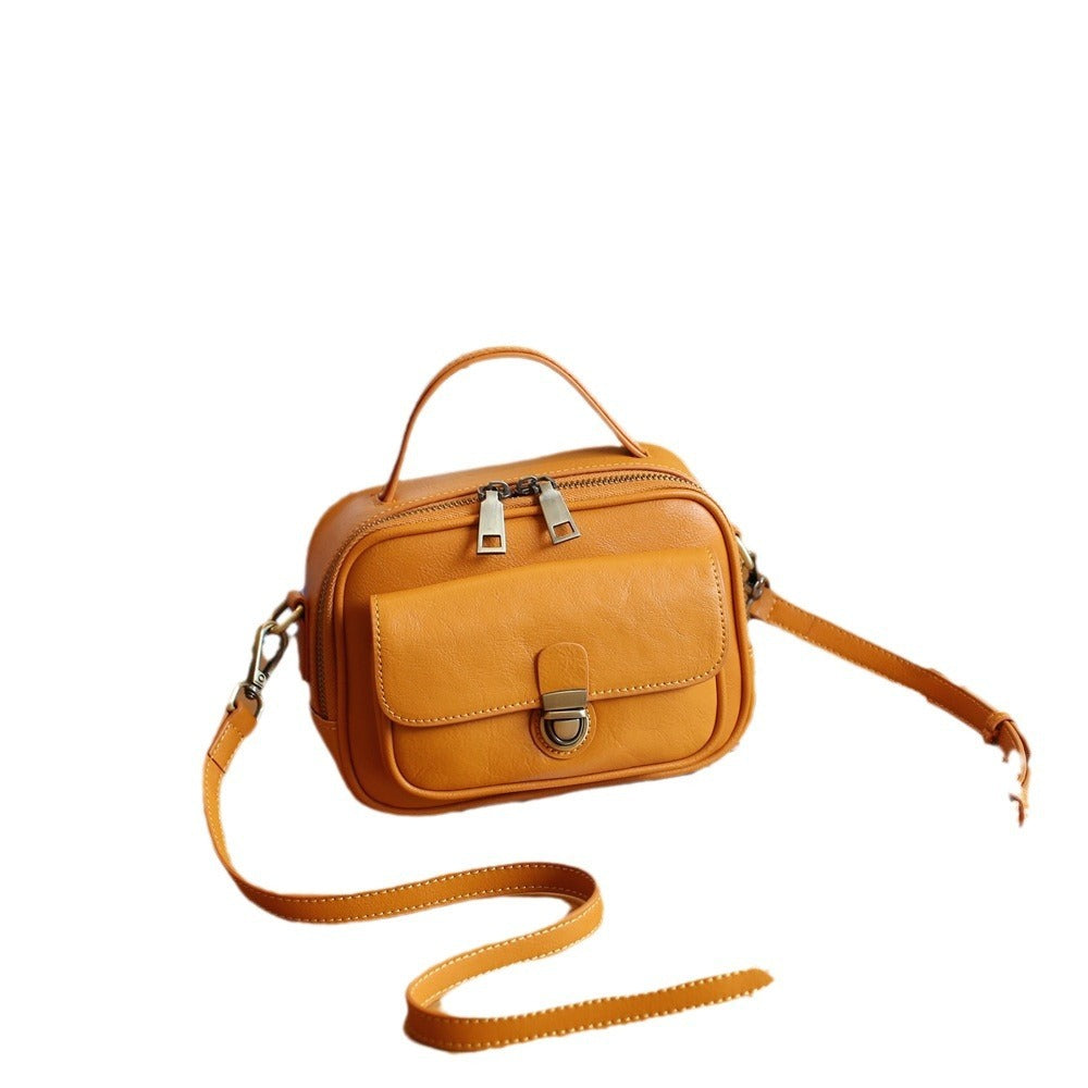 retro top layer vegetable tanning leather fashion messenger bag