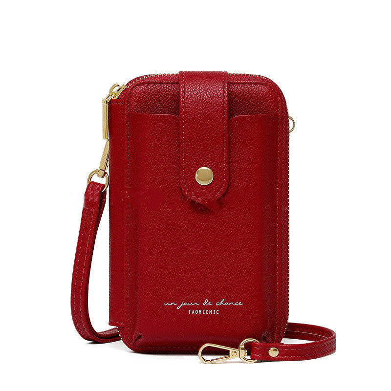 korean style advanced simple large capacity vertical creative mobile phone bag womens pu purse