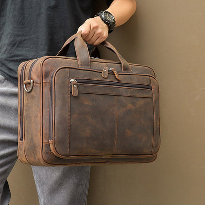 mens crazy horse leather business bag