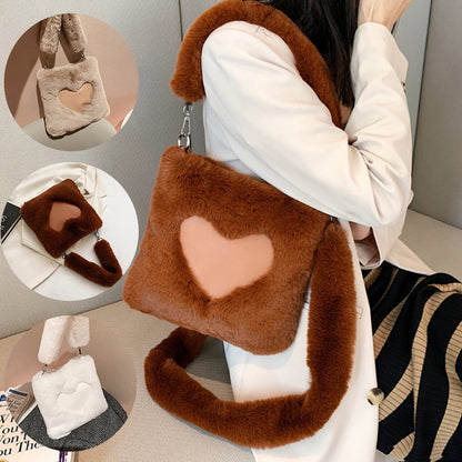 love handbags winter plush shoulder bags for women