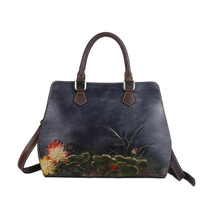 cowhide handbags cross border retro ladies handbags