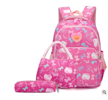 new student bag simple splash proof backpack sweet print backpack three piece