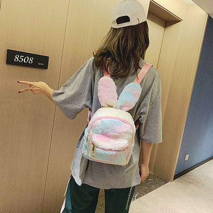 wild rabbit ears plush cartoon cute student shoulder mini backpack