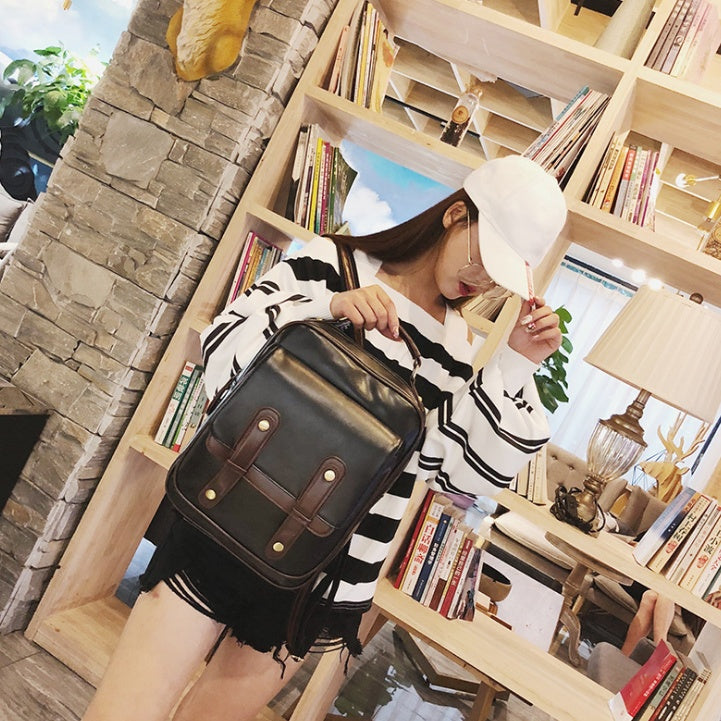 vintage british shoulder bag female new wild soft leather simple college wind large capacity student bag