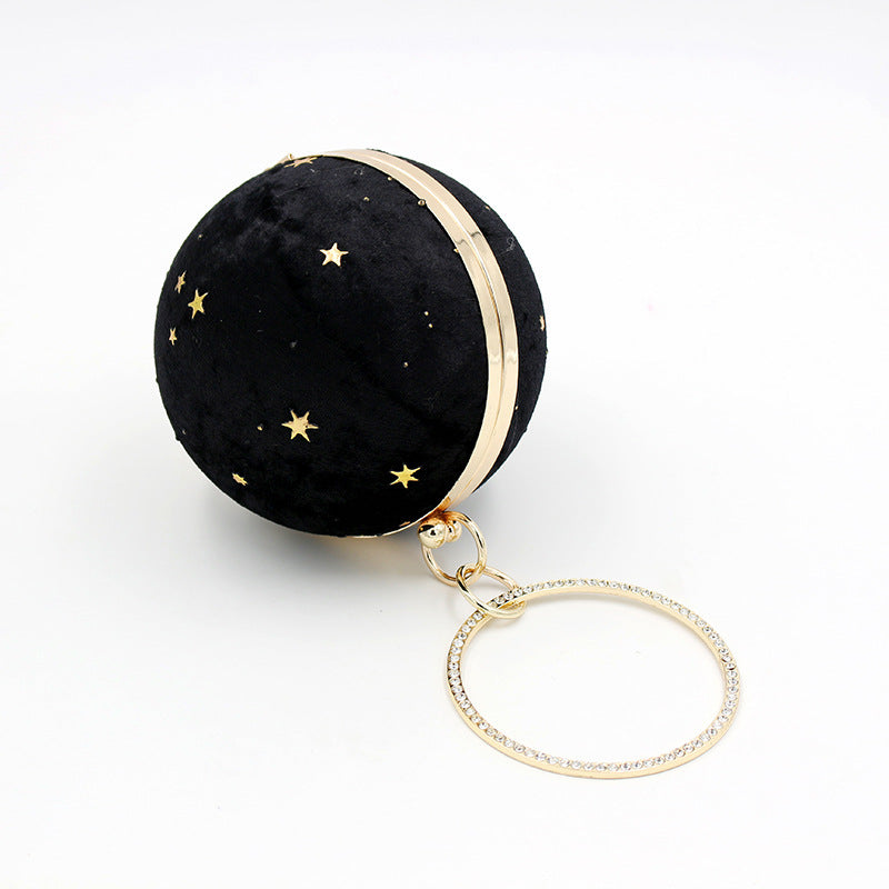 womens suede dinner starry sky round bag