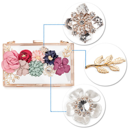 transparent flower acrylic square bag