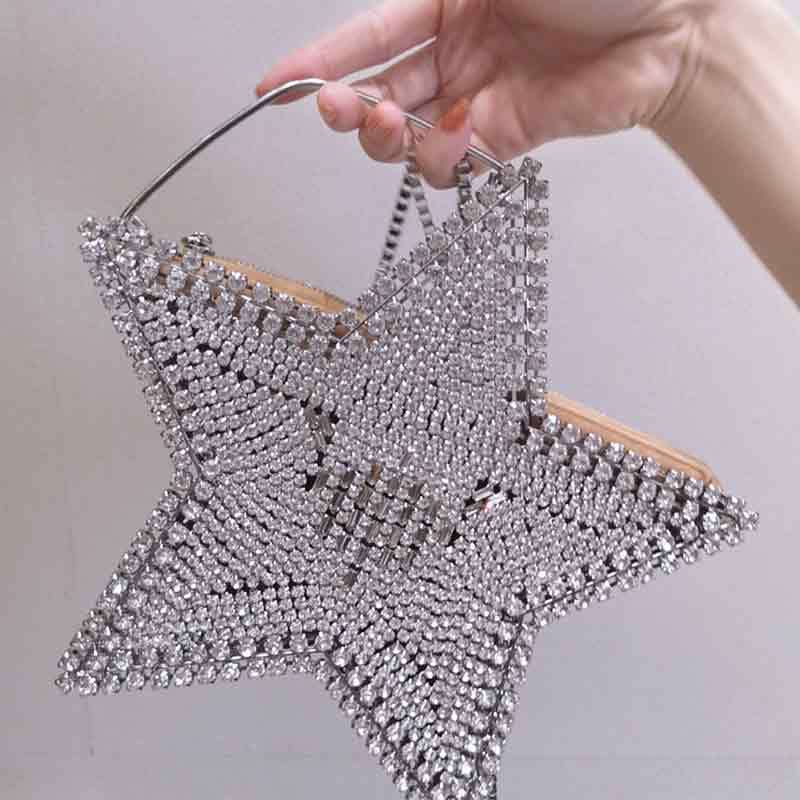 diy dinner diamond bag net red personality handbag banquet heart five pointed star bag