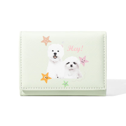 cute ladies card holder fashion cross pattern three fold