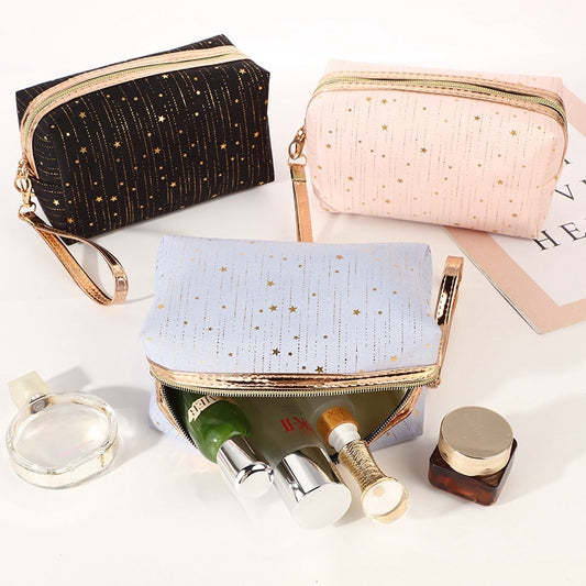 rain silk bronzing xingx octagonal bag cosmetics storage bag zipper wash bag portable cosmetic bag