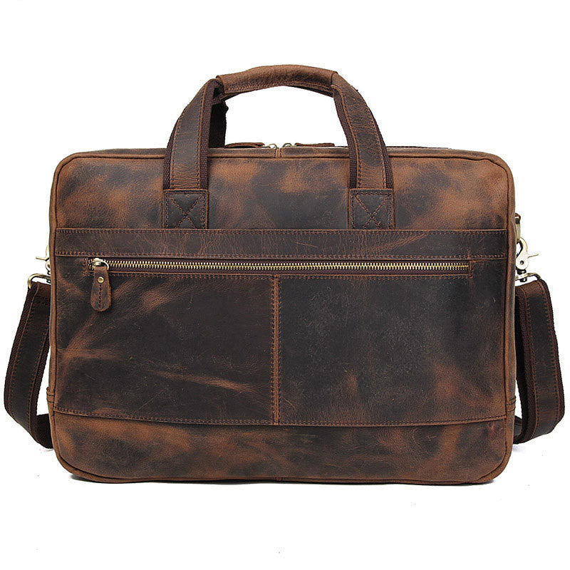 vintage leather mens bag crazy horse leather briefcase