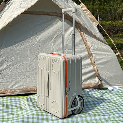 PC Material Large Wheel Luggage, 20 Inches, 24 Inches, TSA Lock, Folding Cup Holder, Outdoor Travel Luggage With Phone Holder And USB Port, Portable Rolling Luggage