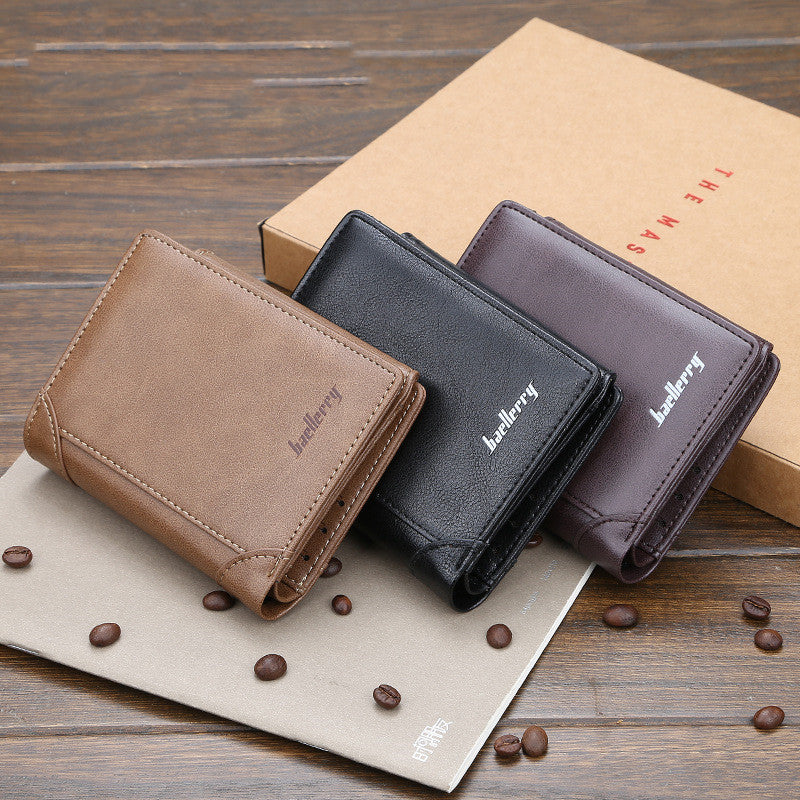 wallet mens short korean version of the vertical multi card position three fold small wallet thin buckle coin purse