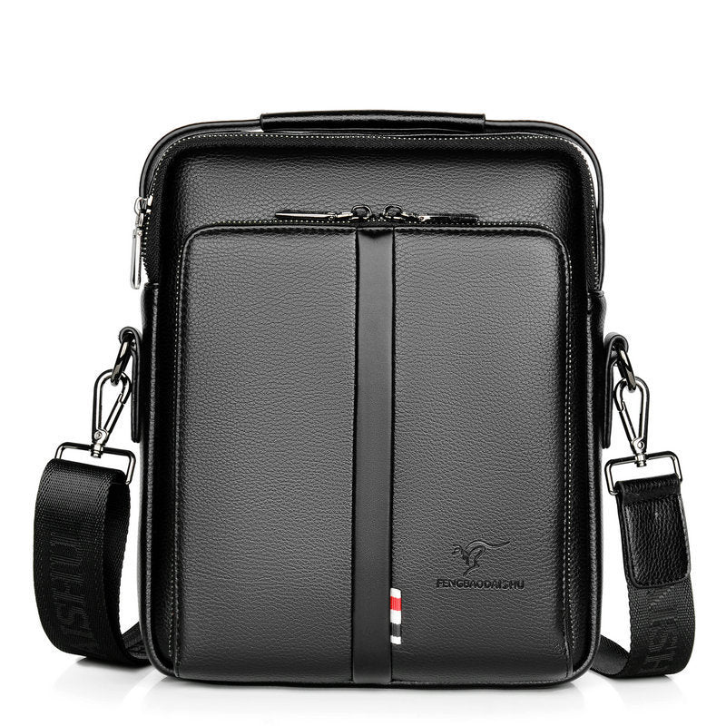 mens business casual crossbody vertical and portable design large capacity shoulder leather backpack