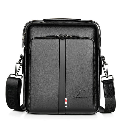 mens business casual crossbody vertical and portable design large capacity shoulder leather backpack