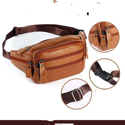 leather waist bag mens slung multifunctional waterproof