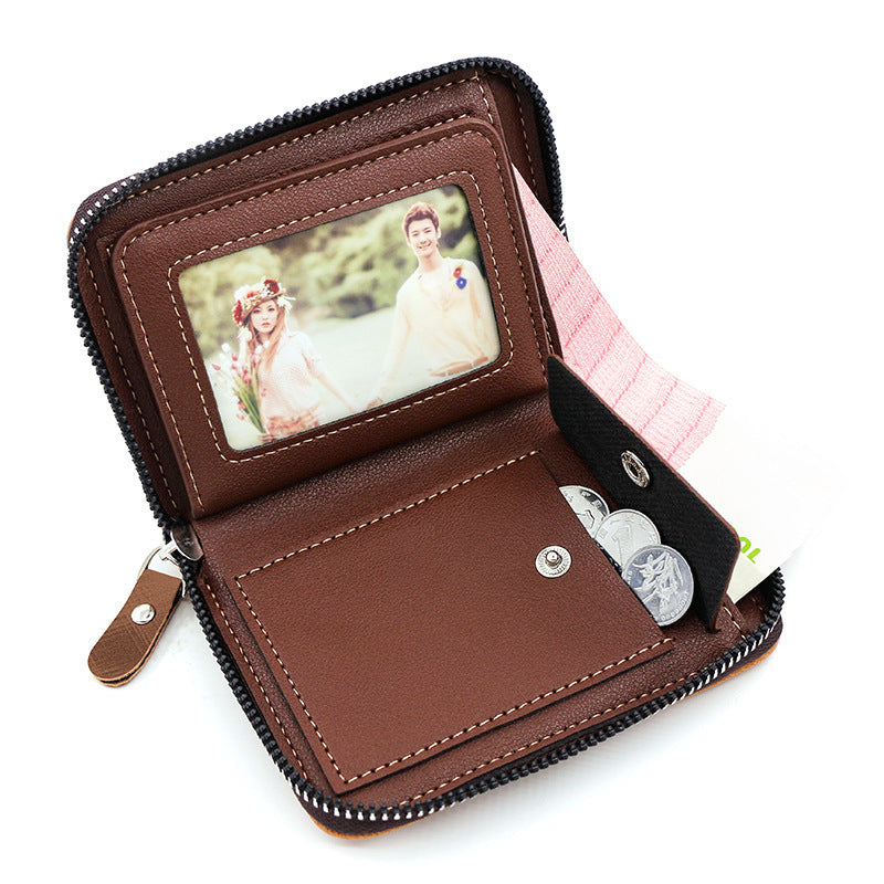 frosted mens short chain wallet vertical coin purse card holder