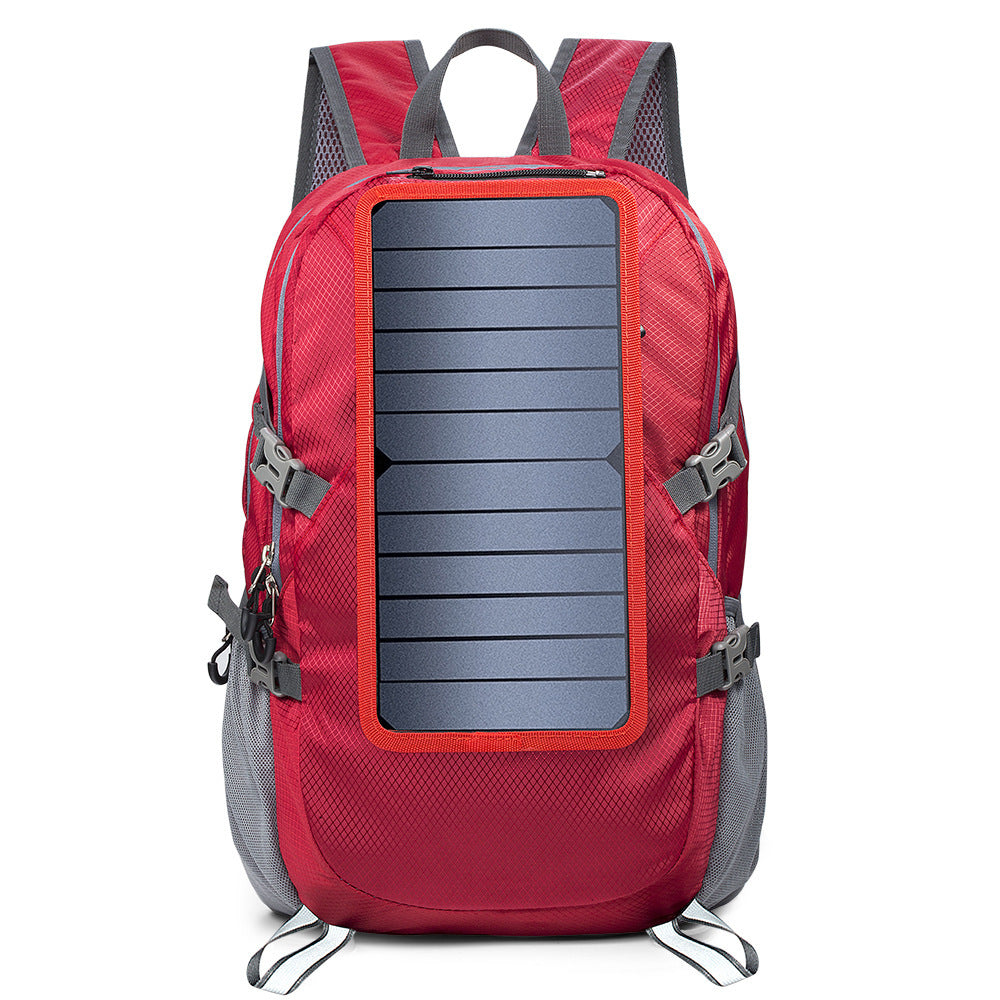 solar backpack foldable hiking daypack with 5v power supply