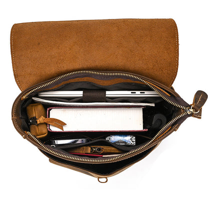 crazy horse leather backpack mens retro outdoor bag