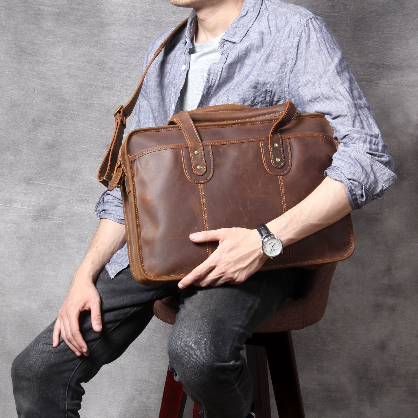 mens handmade leather laptop bag luggage