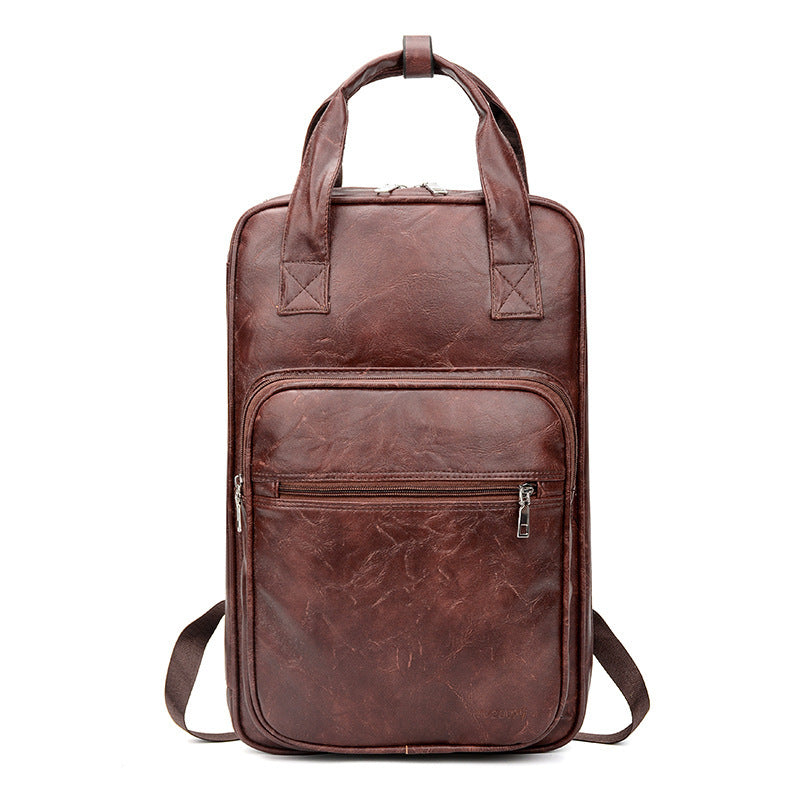 simple thick leather waterproof backpack