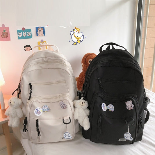 large capacity multi pocket schoolbag female college student backpack