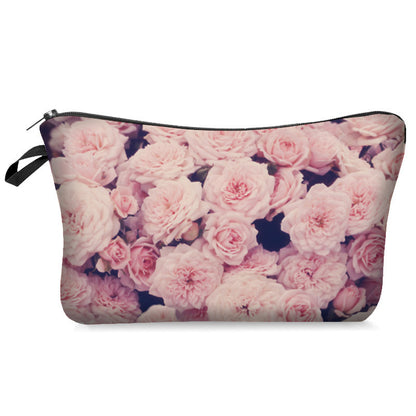 printed rose cosmetic bag