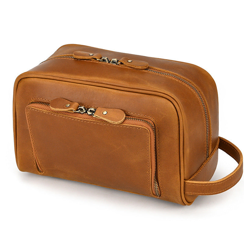 large capacity vintage top layer cowhide storage bag