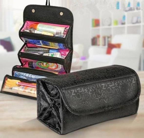 cosmetic bag makeup tools bag fashion female makeup hanging loop women toiletries case jewelry organizer zipped compartment