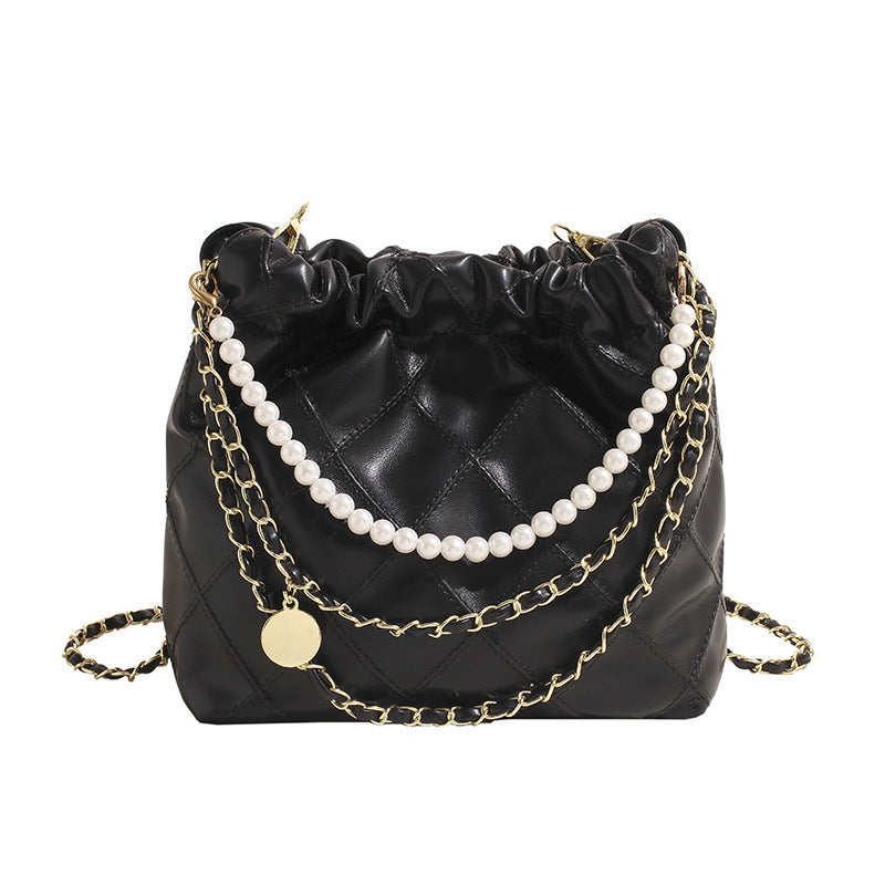 womens bag popular niche texture garbage rhombus pu hand