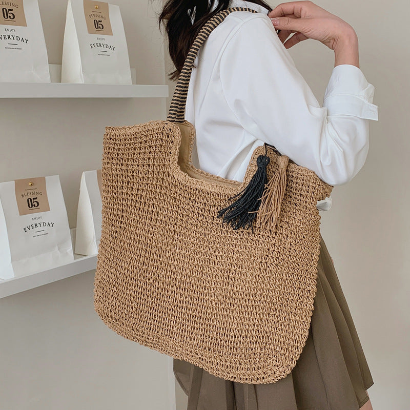 winter fashion straw casual tote bag