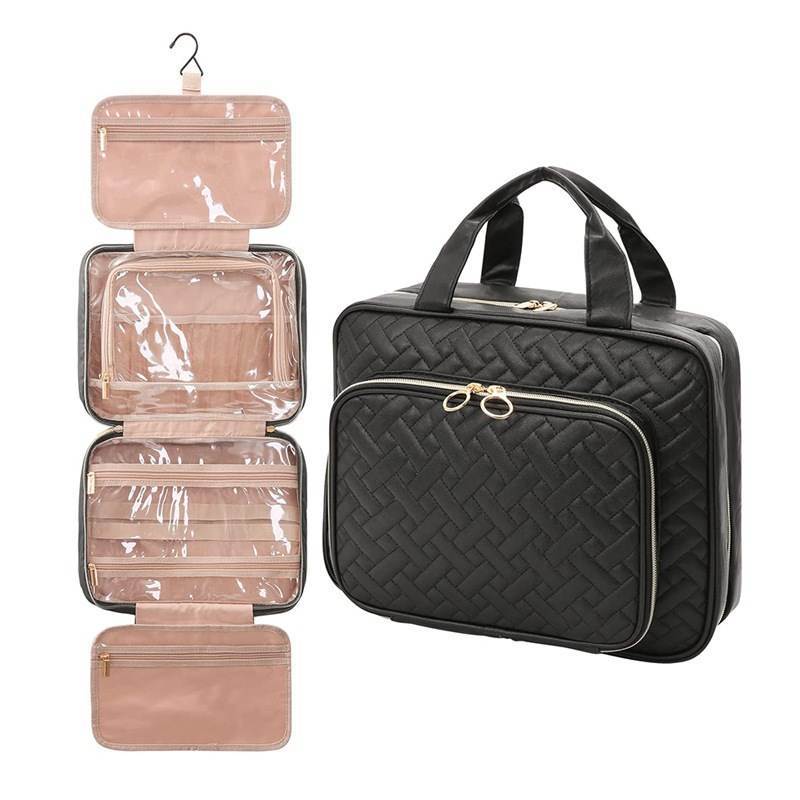 hangable travel wash pu storage portable cosmetic bag