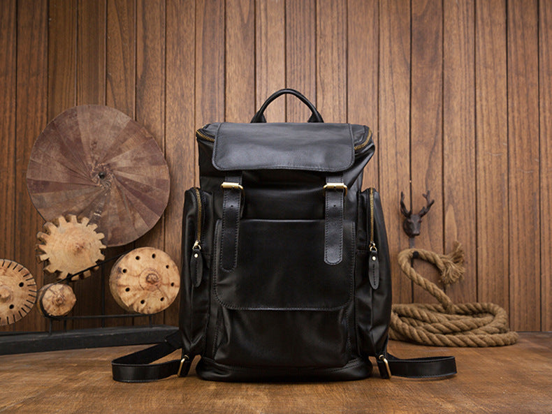 handmade genuine leather british style large capacity mens backpack retro