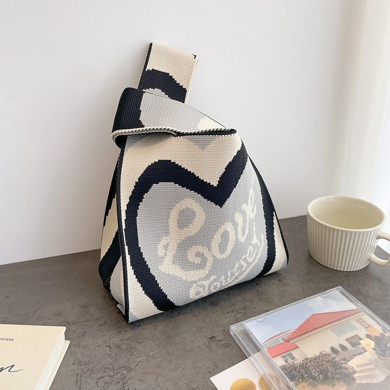 Cute Cartoon Wool Kitty Knitted Bag Women's Off-street Handbag