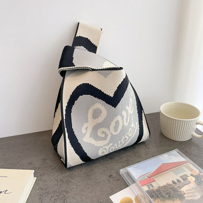 Cute Cartoon Wool Kitty Knitted Bag Women's Off-street Handbag