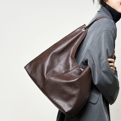 Vegetable Tanning Leather Popular Large-capacity Textured Tote Bag