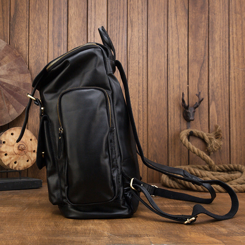 handmade genuine leather british style large capacity mens backpack retro